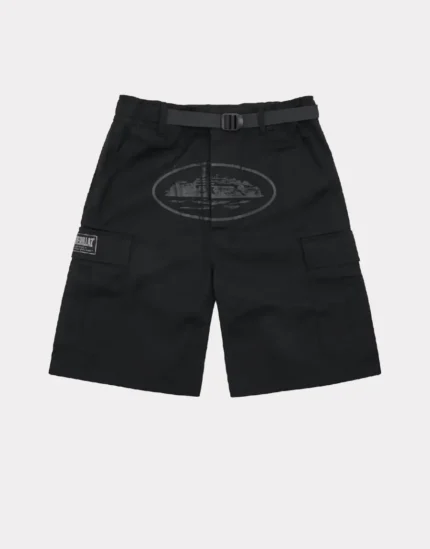 Corteiz Alcatraz Cargo Shorts in Triple Black (1)